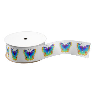 Rainbow Butterfly Peacock Eye Grosgrain Ribbon