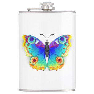 Rainbow Butterfly Peacock Eye Hip Flask