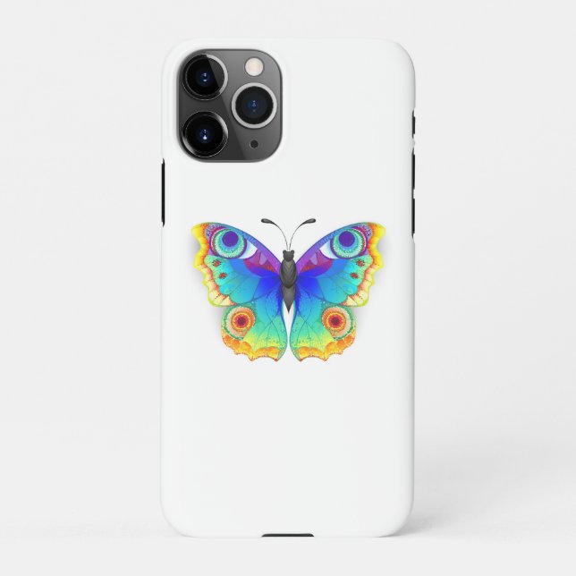 Rainbow Butterfly Peacock Eye iPhone Case (Back)