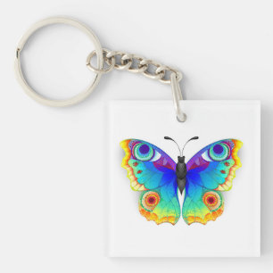 Rainbow Butterfly Peacock Eye Key Ring