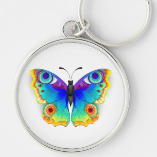 Rainbow Butterfly Peacock Eye Key Ring
