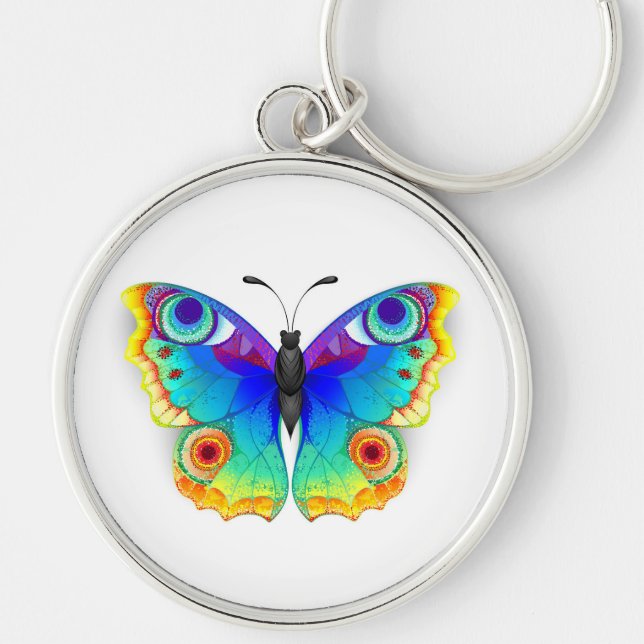 Rainbow Butterfly Peacock Eye Key Ring (Front)