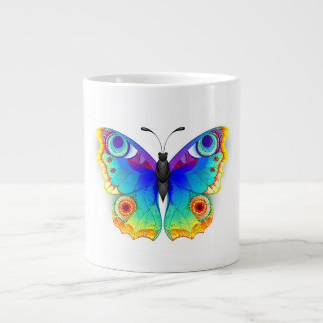 Rainbow Butterfly Peacock Eye Large Coffee Mug (Front)