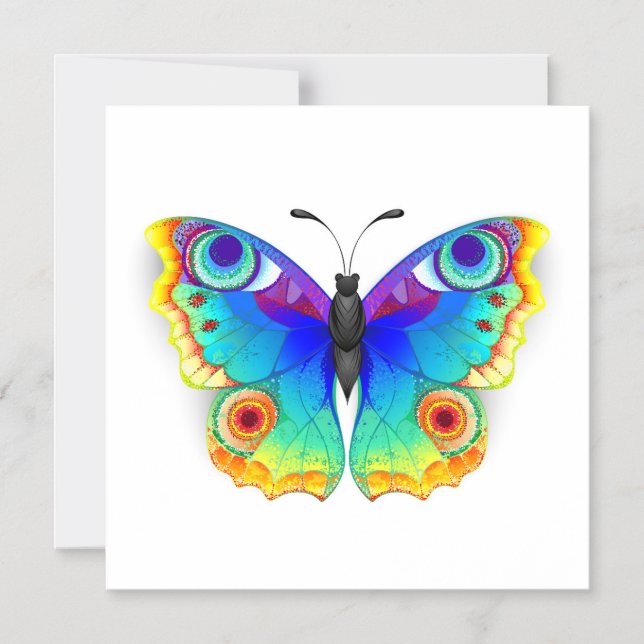 Rainbow Butterfly Peacock Eye Magnetic Invitation (Front)