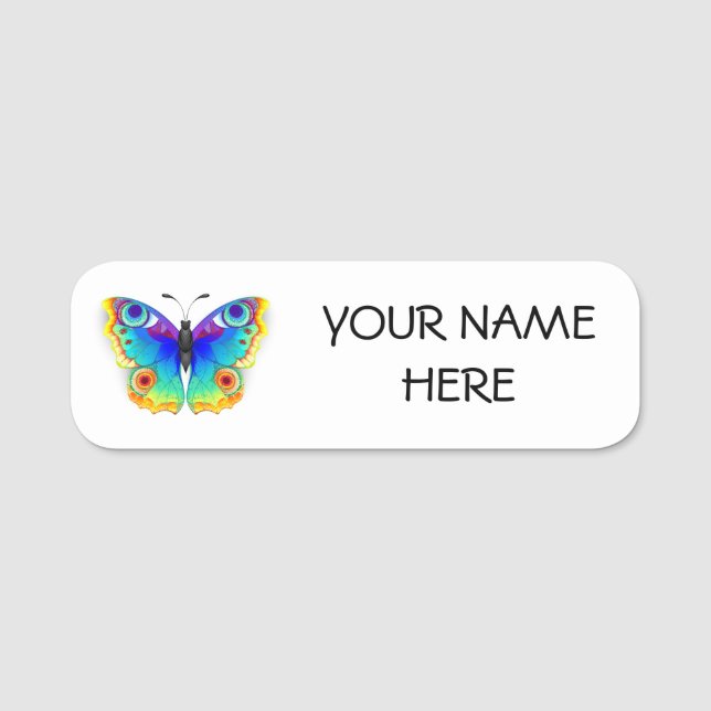 Rainbow Butterfly Peacock Eye Name Tag (Front)