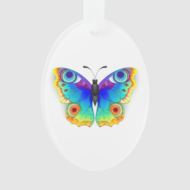 Rainbow Butterfly Peacock Eye Ornament (Front)