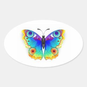 Rainbow Butterfly Peacock Eye Oval Sticker