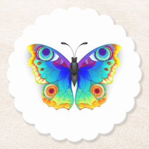 Rainbow Butterfly Peacock Eye Paper Coaster