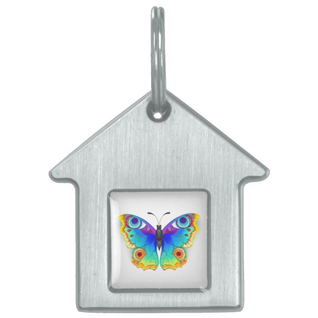 Rainbow Butterfly Peacock Eye Pet ID Tag (Front)