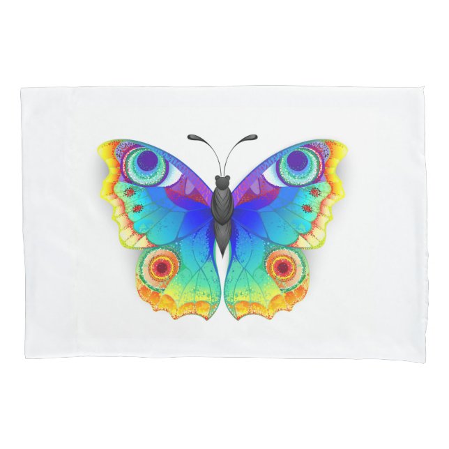 Rainbow Butterfly Peacock Eye Pillowcase (Front-Left)