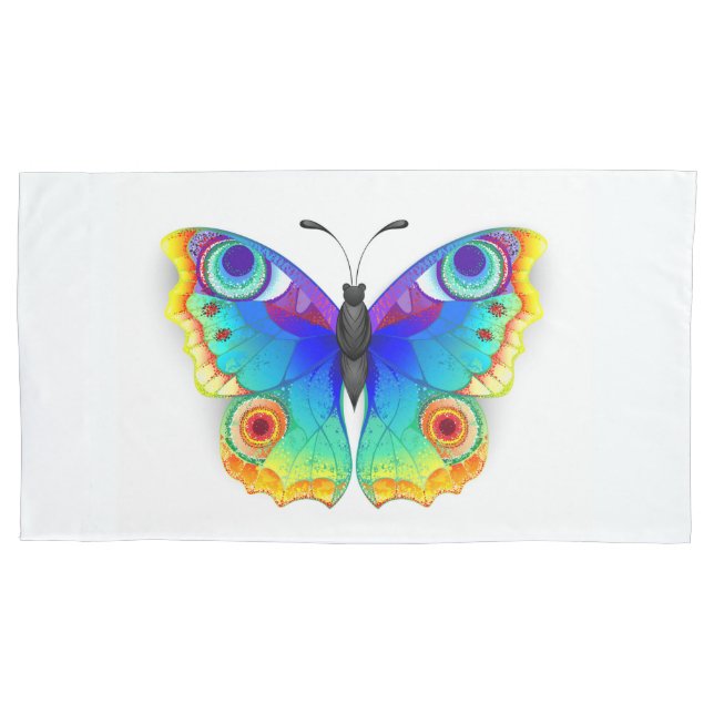 Rainbow Butterfly Peacock Eye Pillowcase (Front-Left)