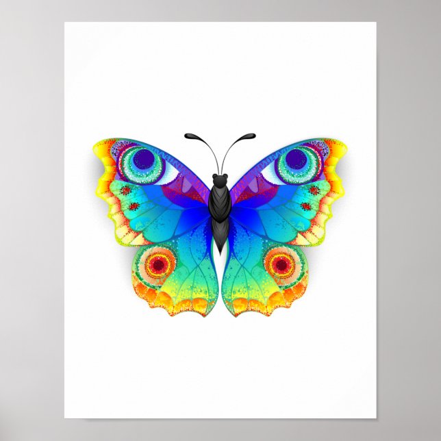 Rainbow Butterfly Peacock Eye Poster (Front)