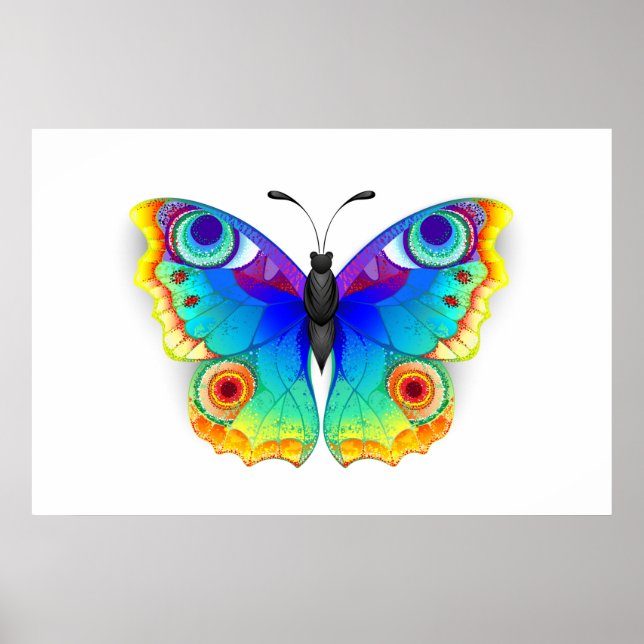 Rainbow Butterfly Peacock Eye Poster (Front)