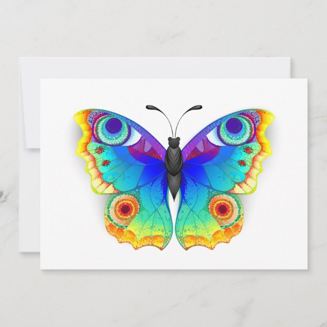 Rainbow Butterfly Peacock Eye Save The Date (Front)