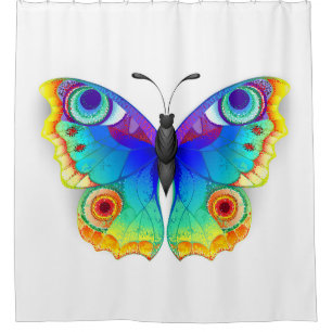 Rainbow Butterfly Peacock Eye Shower Curtain