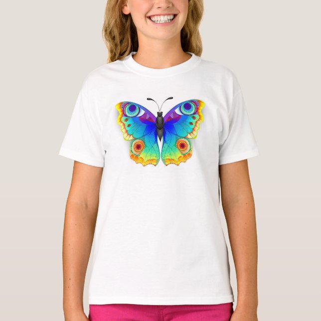 Rainbow Butterfly Peacock Eye T-Shirt (Front)