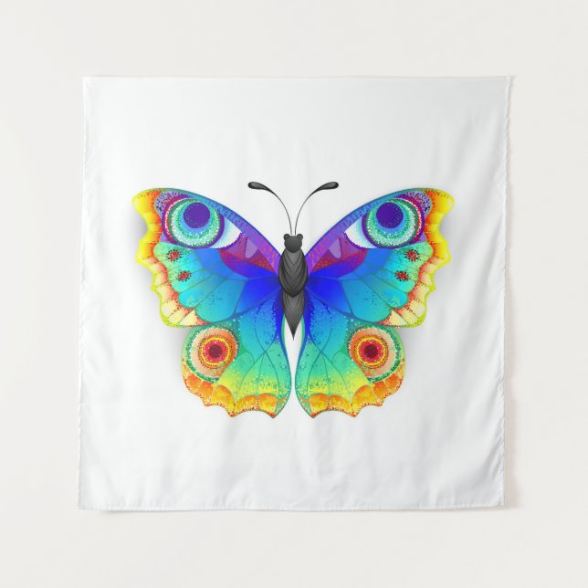 Rainbow Butterfly Peacock Eye Tapestry (Front)