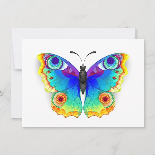 Rainbow Butterfly Peacock Eye Thank You Card (Front)