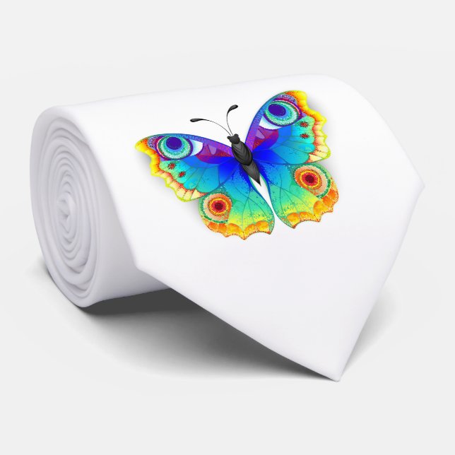 Rainbow Butterfly Peacock Eye Tie (Rolled)