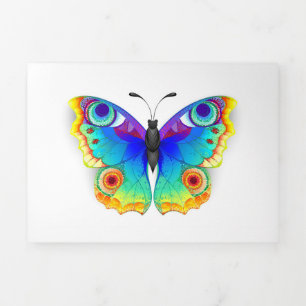 Rainbow Butterfly Peacock Eye Tri-Fold Card