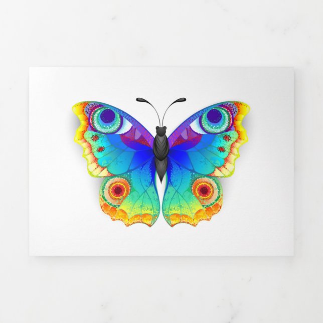 Rainbow Butterfly Peacock Eye Tri-Fold Card (Cover)