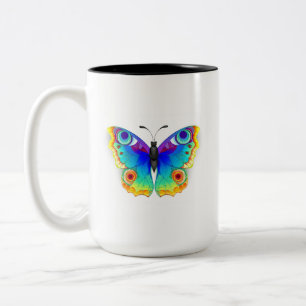 Rainbow Butterfly Peacock Eye Two-Tone Coffee Mug