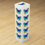 Rainbow Butterfly Peacock Eye Wine Box<br><div class="desc">Rainbow,  realistic,  artistically drawn,  bright colors peacock butterfly with textured detailed wings on white background. Rainbow butterfly.</div>