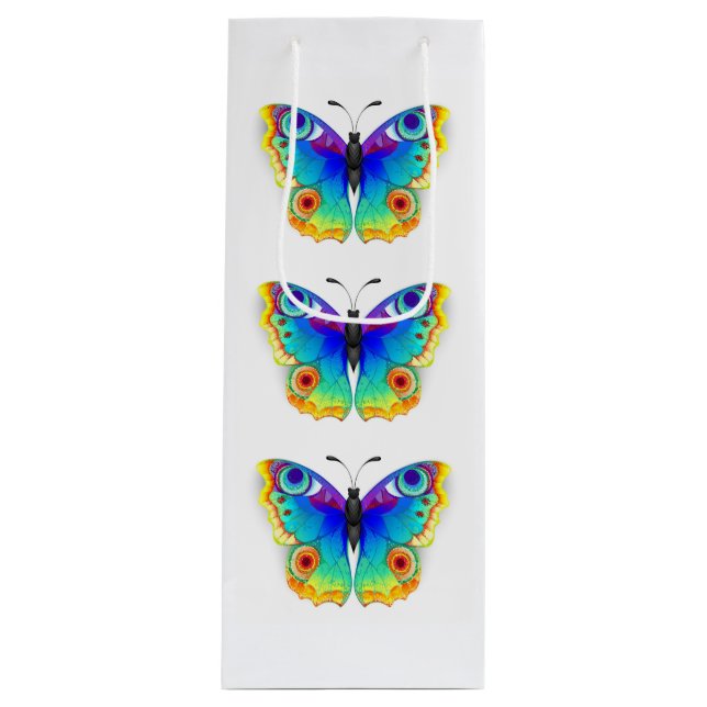 Rainbow Butterfly Peacock Eye Wine Gift Bag (Front)