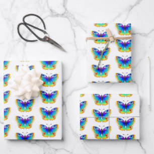 Rainbow Butterfly Peacock Eye Wrapping Paper Sheet