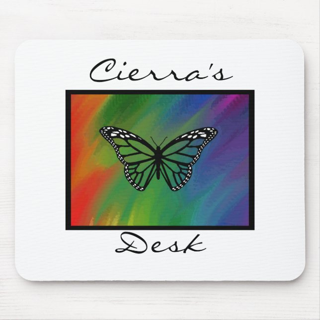Rainbow Butterfly Personalised Mousepad (Front)