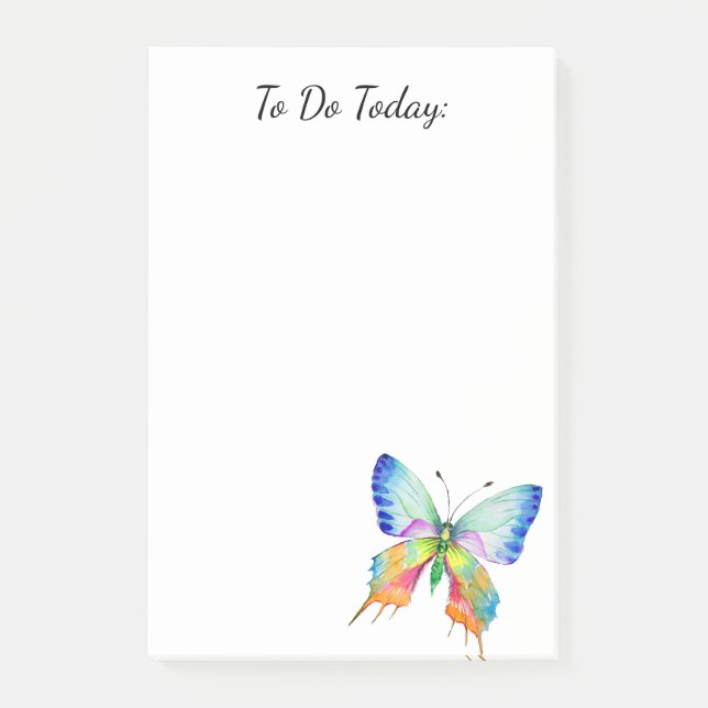 Rainbow Butterfly Personalised Post it Notes 4"x6" (Front)