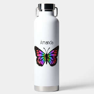 Rainbow Butterfly Personalised  Water Bottle