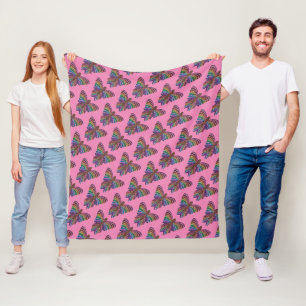Rainbow Butterfly (pink) - Fleece Blanket