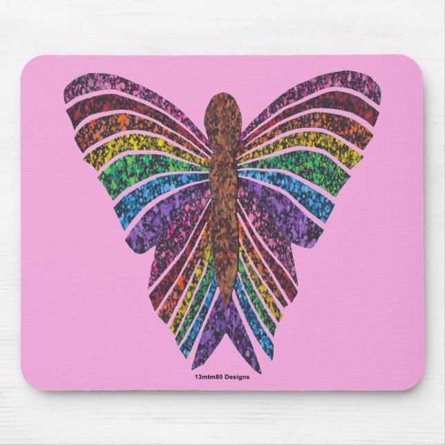 Rainbow Butterfly (pink) - Mouse Pad (Front)