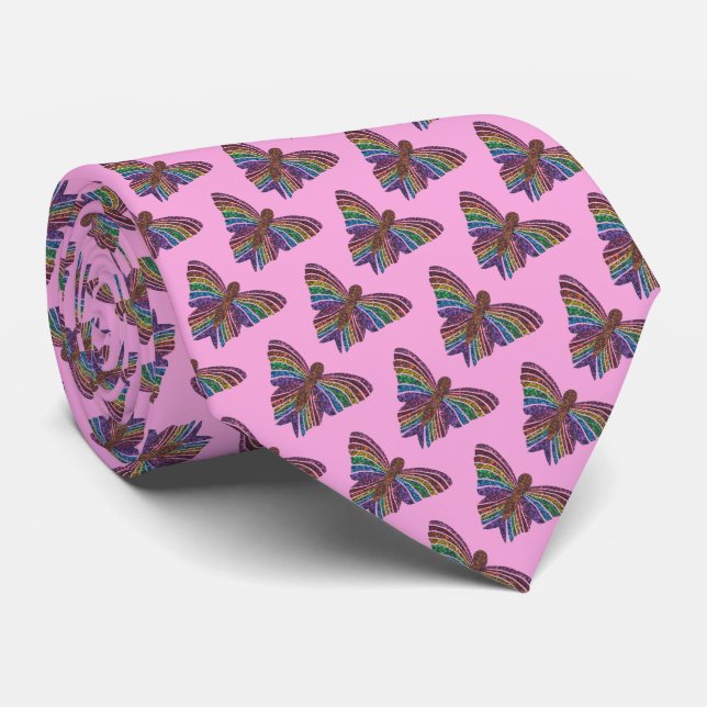 Rainbow Butterfly (pink) - Tie (Rolled)