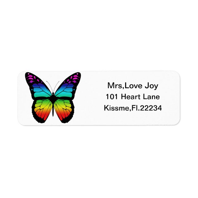 Rainbow Butterfly Rturn Address Lables Return Address Label (Front)