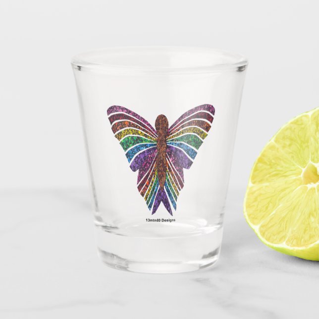 Rainbow Butterfly - Shot Glass (Front)