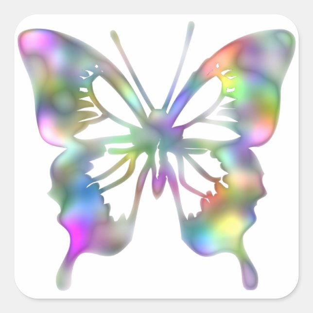 Rainbow butterfly square sticker (Front)