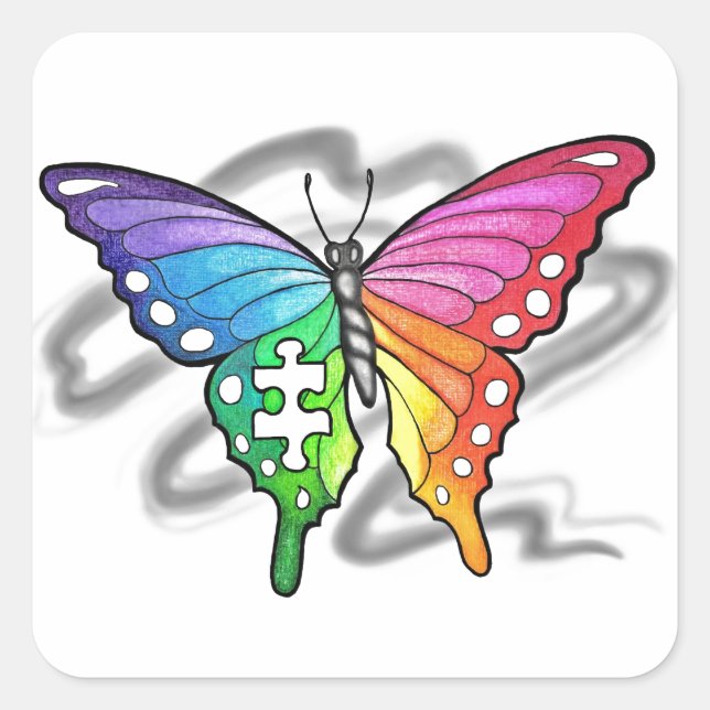 Rainbow Butterfly Square Sticker (Front)