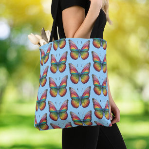 Rainbow Butterfly Tote Bag