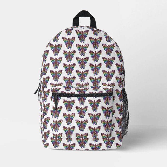 Rainbow Butterfly (white) - Backpack (Front)