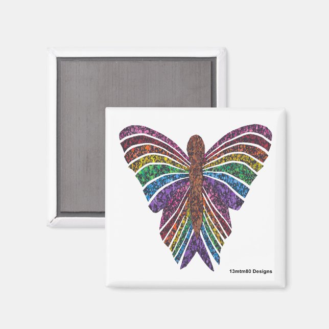 Rainbow Butterfly (white) - Magnet (Front/Back)