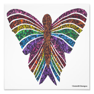 Rainbow Butterfly (white) - Photo Print