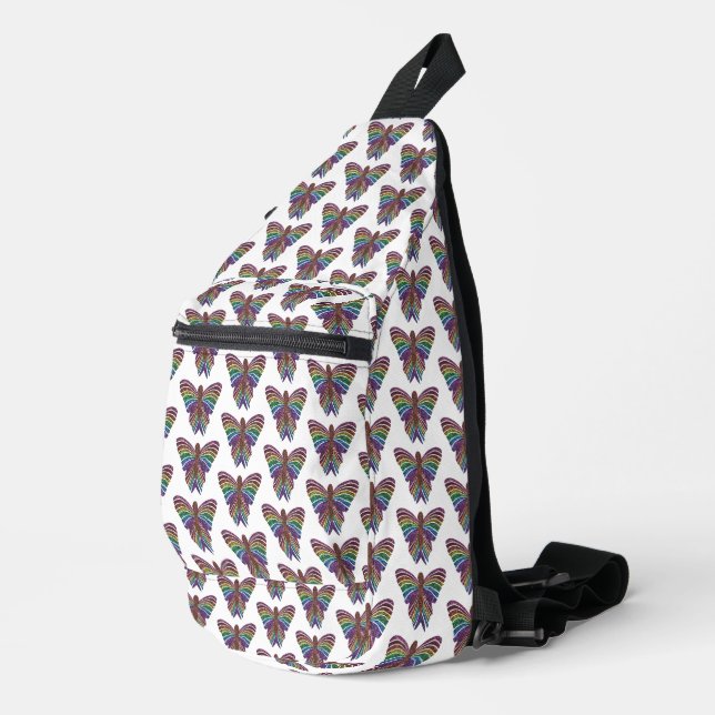 Rainbow Butterfly (white) - Sling Bag (Right Corner)