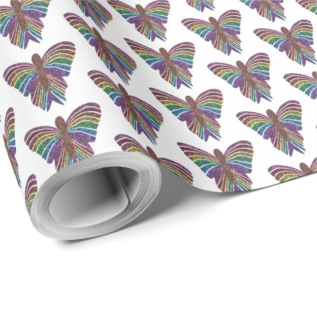 Rainbow Butterfly (white) - Wrapping Paper (Roll Corner)