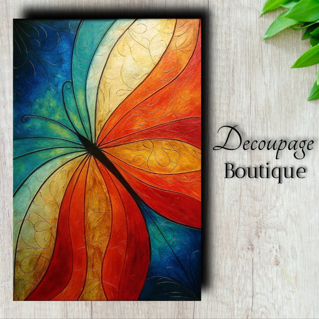Rainbow Butterfly Wings Bold Abstract Decoupage Tissue Paper (Abstract Rainbow Decoupage Tissue Paper)