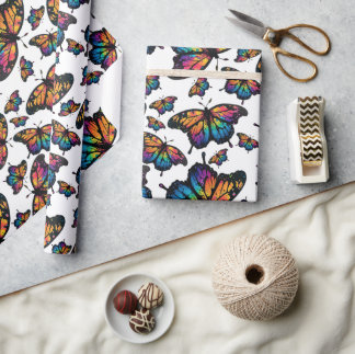 Rainbow Butterfly Wrapping Paper, Colourful Paper