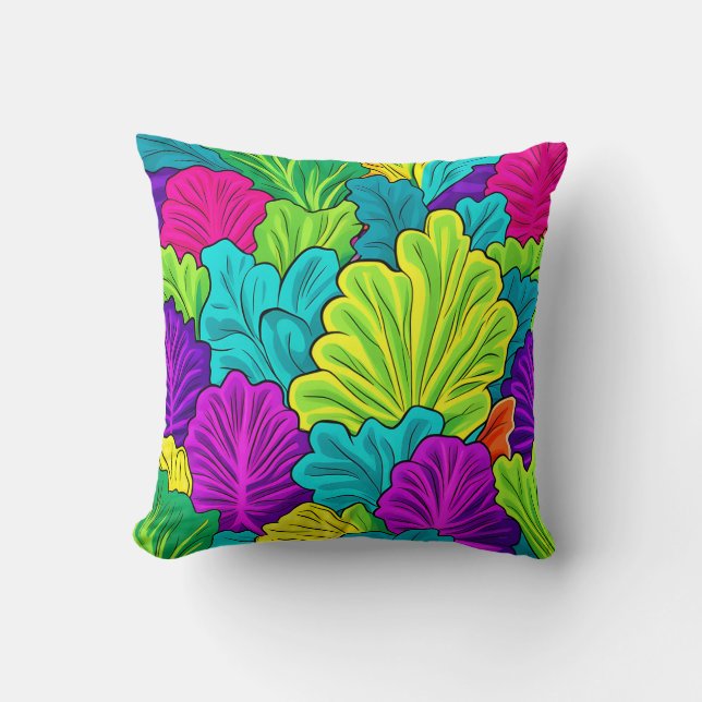 Rainbow Cabbage Leaves Pattern Cushion (Front)