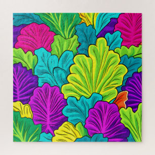 Rainbow Cabbage Leaves Pattern Jigsaw Puzzle