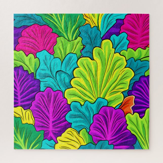Rainbow Cabbage Leaves Pattern Jigsaw Puzzle (Vertical)
